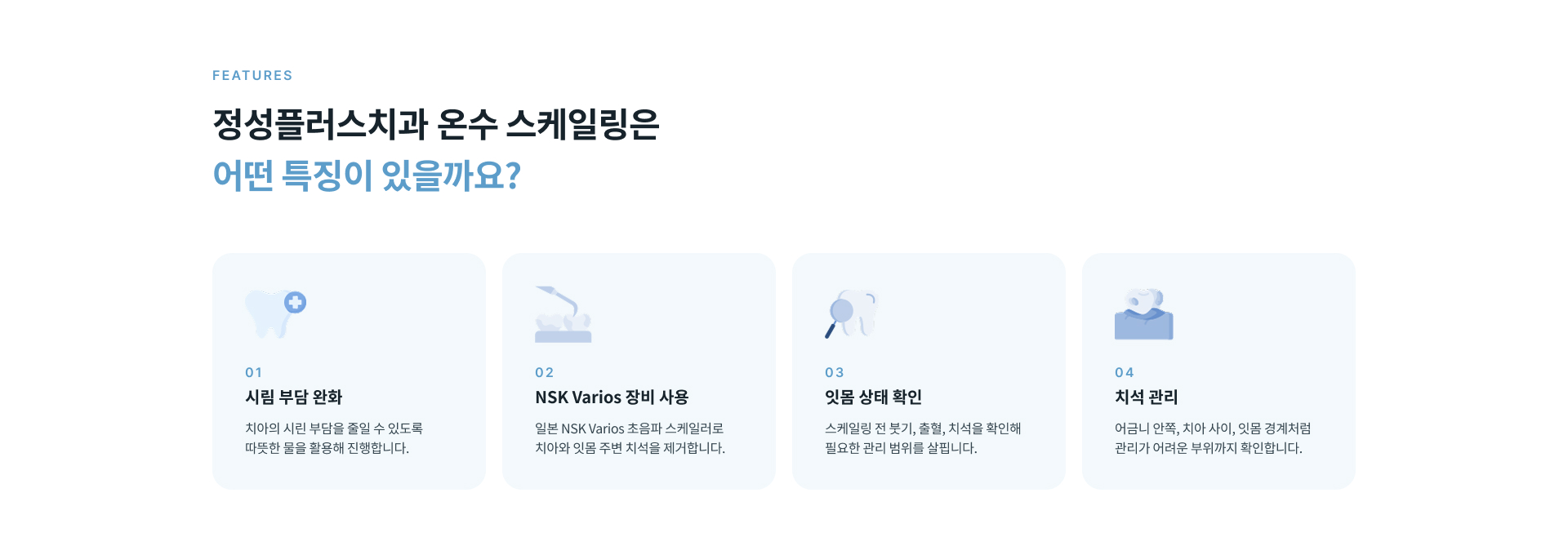 일본 NSK Varios 초음파 스케일러는 안정적인 초음파 출력을 이용해 치아와 잇몸 주변의 치석을 세밀하게 제거하며 부위에 맞는 다양한 팁을 활용할 수 있습니다